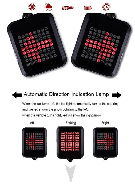 I-NQY 64 LED Intelligent Safety Bicycle Tail Light ene-Infrared Laser - Thuthukisa Ukubonakala Nokuphepha