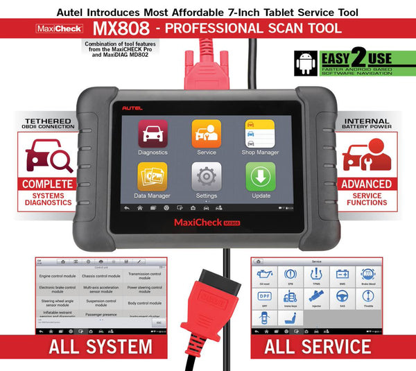 Autel MaxiCheck MX808s Updated 2023 Version | Full System Diagnostic Scanner & Service Tool (80+ Car Makes)