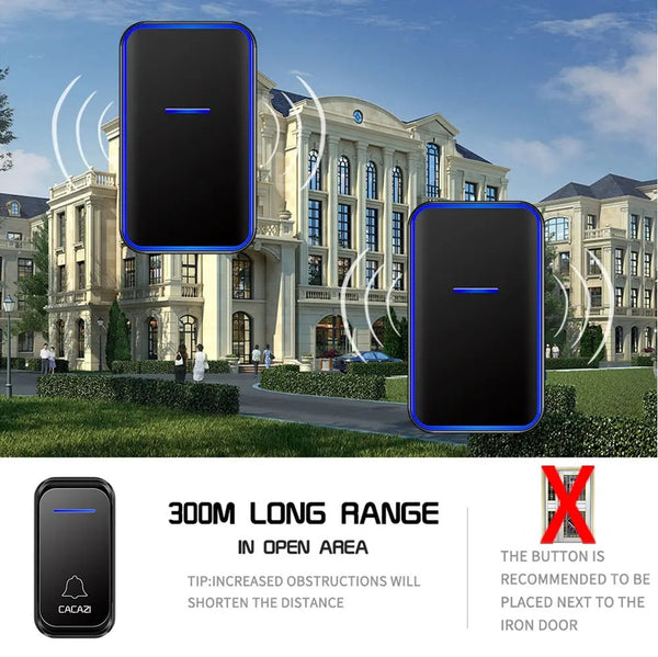 Cacazi 300m Outdoor Wireless Doorbell System