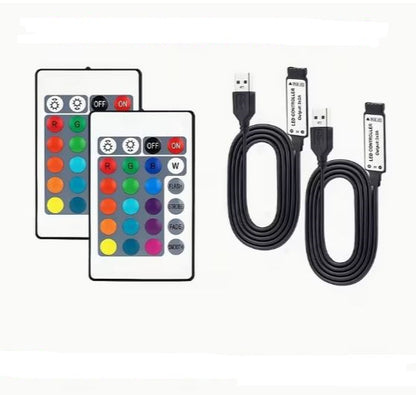 2pcs 24-Key Remote Control for LED Strips with IR Receiver (10000756 - Electromann SA