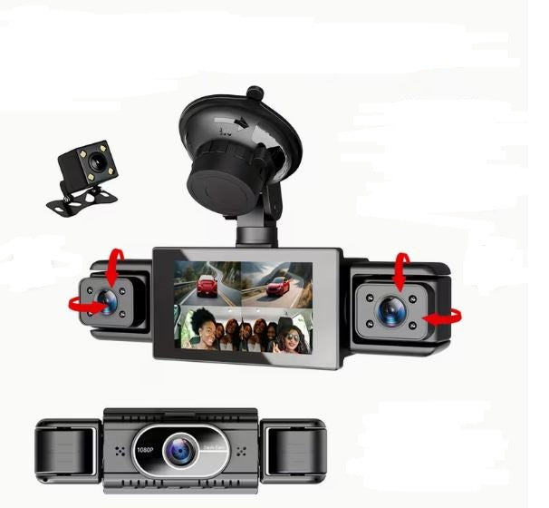 360° Car Dash Cam, 1080P Front + 480P Left Right Rear Camera (10007837) - Electromann SA