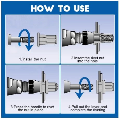 166pcs Blind Rivnut Carbon Steel Flat Head Threaded Insert Nut Kit