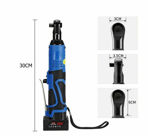 28v 90N.m 3/8'' Cordless Electric Ratchet Wrench Right Angle Tool