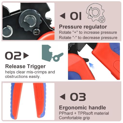 High-Quality Crimping Pliers + 5 Jaws for Automotive Electrical Connectors