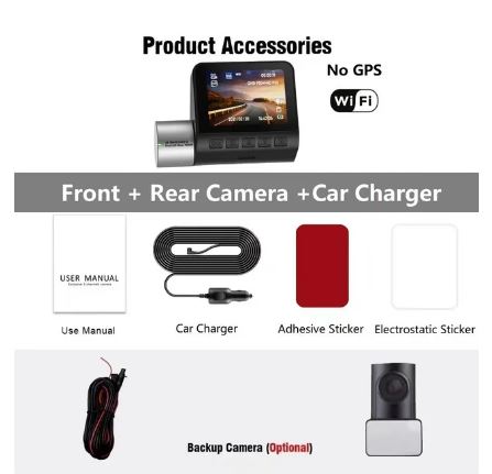 4K HD STARVIS Wifi Dash Cam with Dual Camera Front and Rear Night Vision