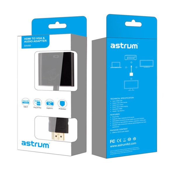 Astrum DA450 HDMI Male to VGA Female + Audio Adapter