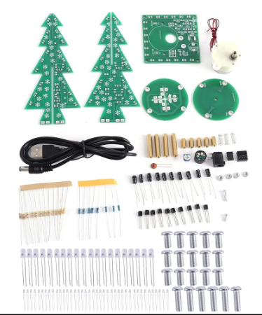 DIY DC 5.0V Christmas Music Tree Auto-Rotate Lamp - Festive and Interactive Decoration