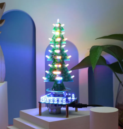 DIY DC 5.0V Christmas Music Tree Auto-Rotate Lamp - Festive and Interactive Decoration