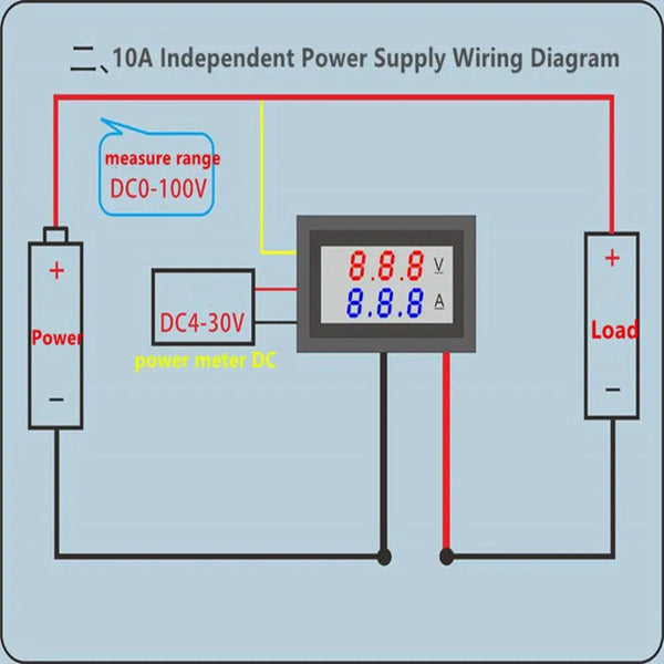 DC 200V 10A Digital Voltmeter Ammeter