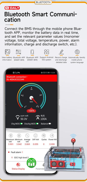 Daly LiFePo4 8S 24V 100A Bluetooth/CAN Battery Protection  Board