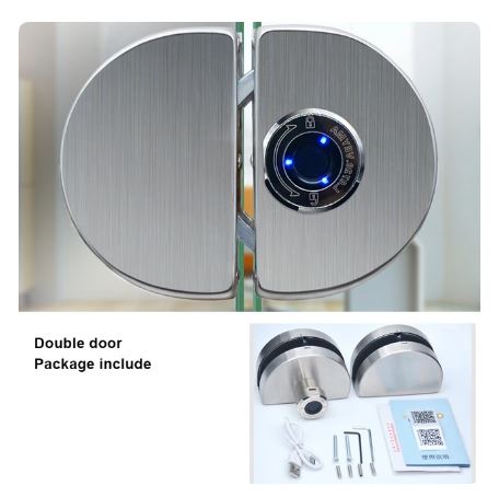 Frameless Glass Double Door Fingerprint Electronic Lock