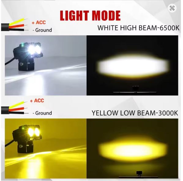 2PCS 2LED Spot Light Dual Color Hi/Low Beam Fog Lamp Kit (10008283)