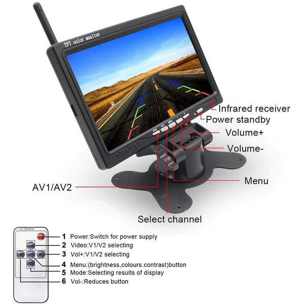 Dual Camera Wireless Rear-View Camera and 7 Inch Monitor Kit