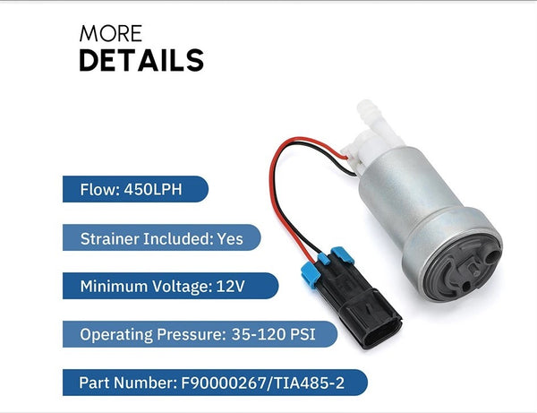 E85 Compatible High Performance In-Tank 450LPH Fuel Pump For Nissan/Subaru