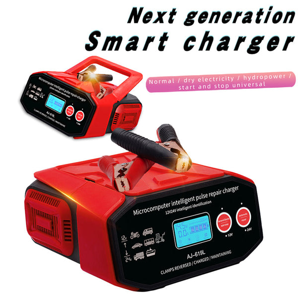 EAFC Quick Charge 12V-24V Smart Pulse Repair Car Battery Charger - Revive and Maintain Car Batteries