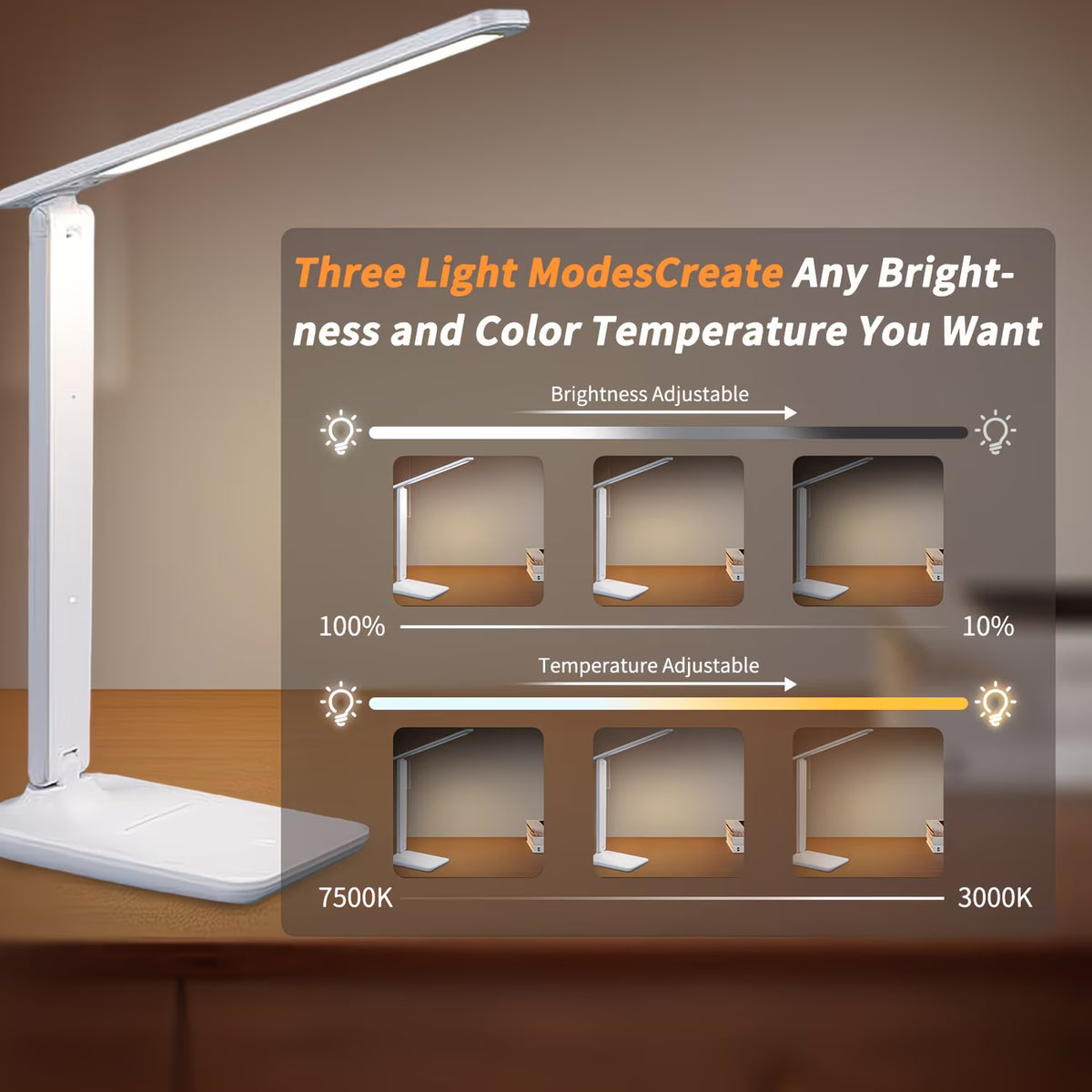 Light Control Desk Light Redisson Smart Rechargeable Touch Switch Desk Lamp with 4 modes (10007 ...