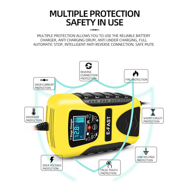 E-FAST 12V 7A Pulse Repair LCD Battery Charger