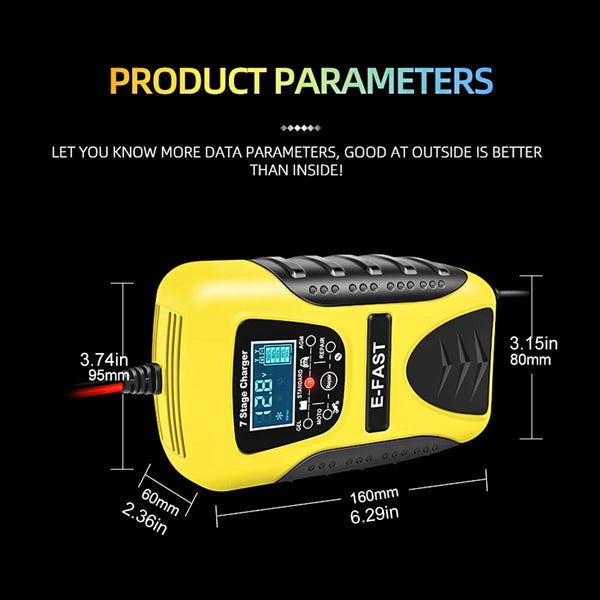 E-FAST 12V 7A Pulse Repair LCD Battery Charger