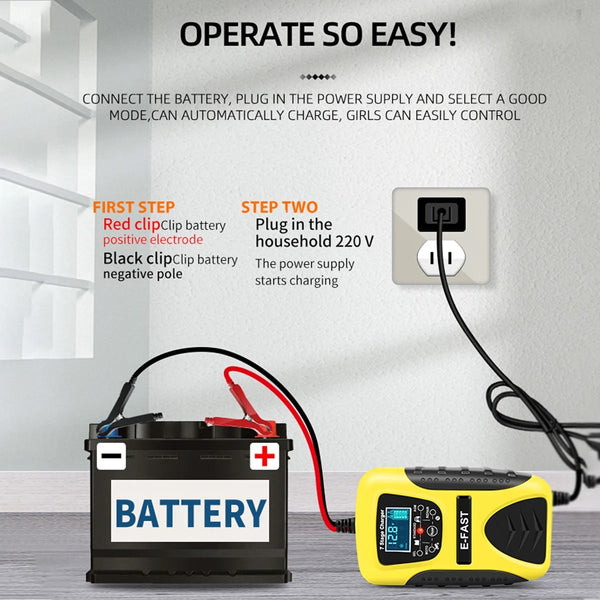 E-FAST 12V 7A Pulse Repair LCD Battery Charger