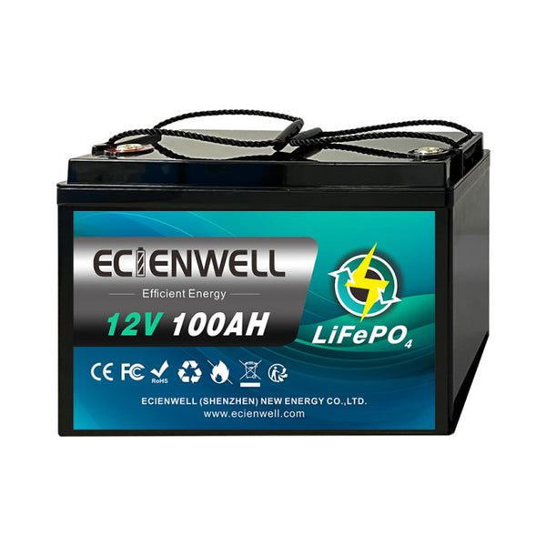 Ecienwell 100AH 12.8v 1.28kwh LiFePo4 Portable Battery - High-Capacity Lithium Iron Phosphate Battery for Portable Solar Applications