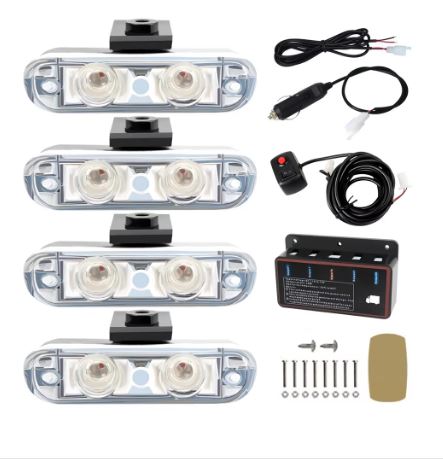 5*2 LED 12V Emergency LED Flashing Strobe Lights for Car-Grille with Switch