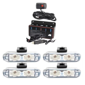 5*2 LED 12V Emergency LED Flashing Strobe Lights for Car Grille with Switch