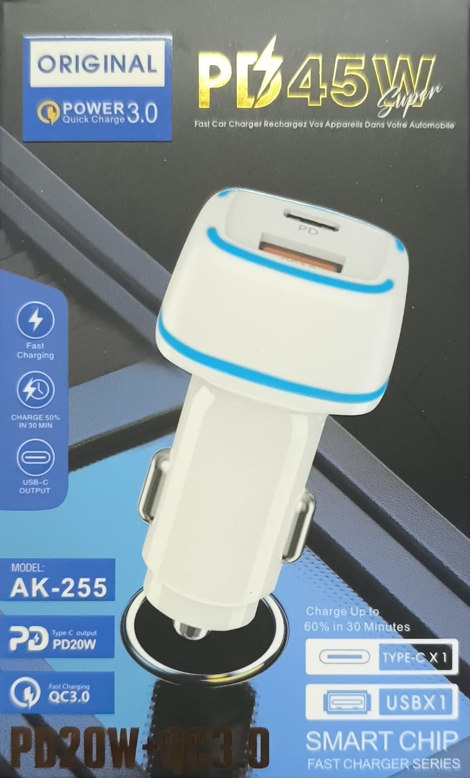 High-Speed 2Port PD20W +  QC 3.0 Car Charger with Lighter Socket - Electromann SA