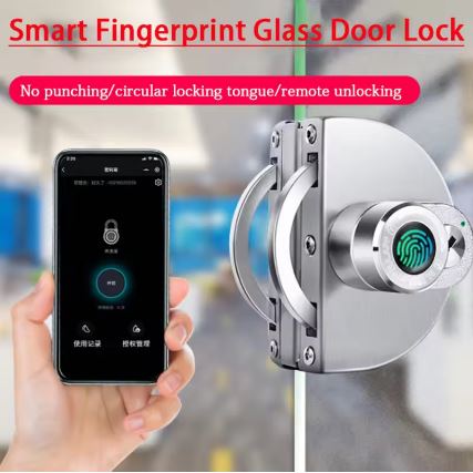 Frameless Glass Double Door Fingerprint Electronic Lock - Electromann SA