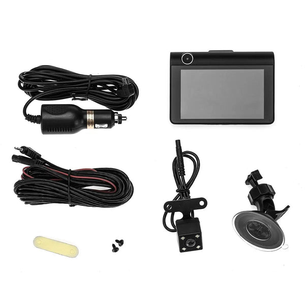 Enhance Your Safety with the 4 Inch 3 Lens 1080P Car Dash Camera with Rearview Camera