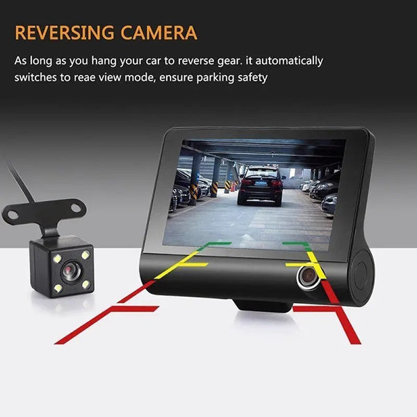 Enhance Your Safety with the 4 Inch 3 Lens 1080P Car Dash Camera with Rearview Camera