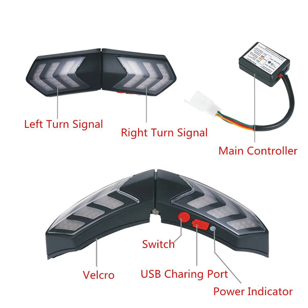 12V Wireless Motorcycle Helmet LED Brake Turn Signal Light Indicator