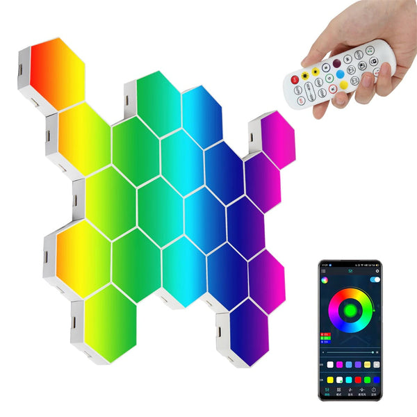 6 PCS LED Night Light Hexagonal Modular Quantum Creative Wall Lamps