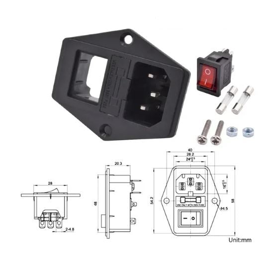 IEC 320 C13 C14 AC Inlet Power Plug Socket 250V 6A