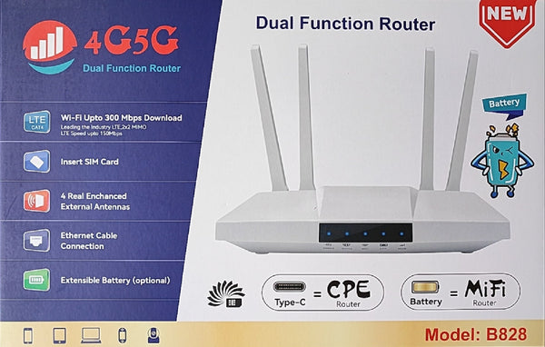 4G/5G Dual Function 300mbps High Speed Indoor Router with **Battery Backup**