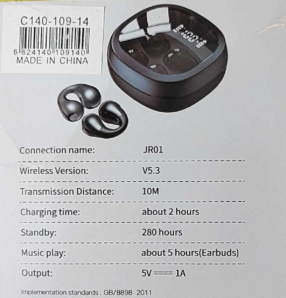 JR01 v5.3 Clip-On Wireless Bluetooth Earbuds Kit