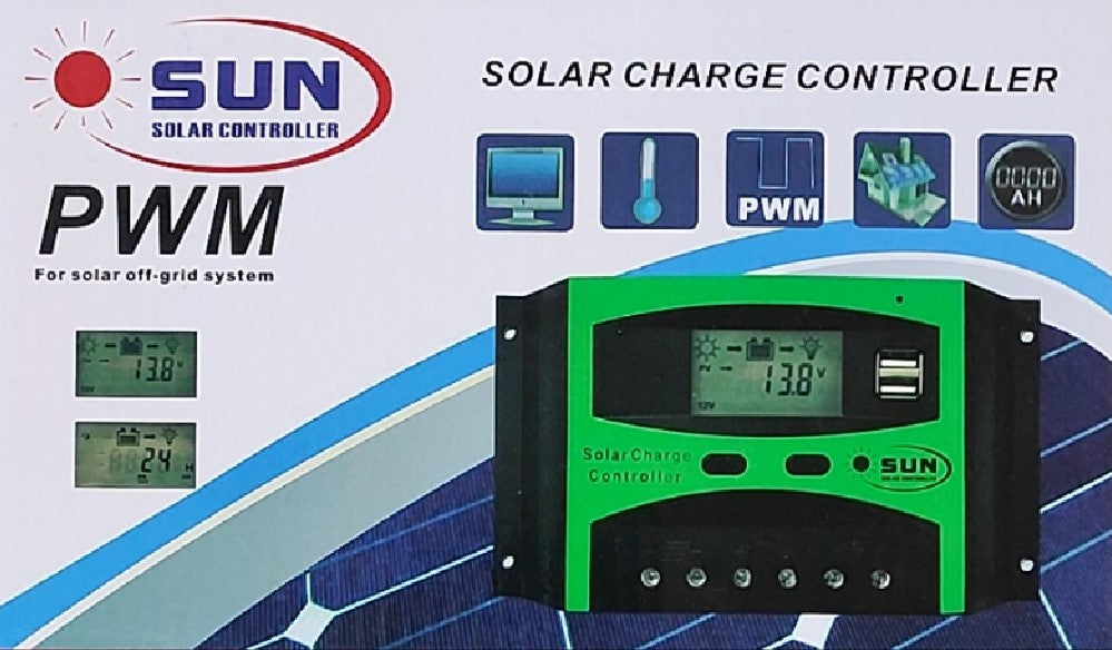 SUN 20Amp 12/24V + 5v 1Amp USB Out Solar Charge Controller PWM