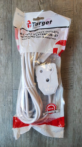 220v 3m Extension Cord With Two-Way Multi-Plug - Versatile and Convenient Power Solution