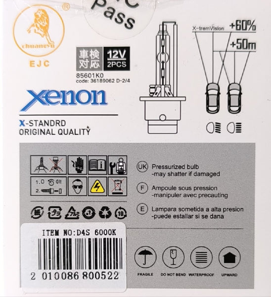 D4S HID Xenon 12v 55w 6000k motorkoplig gloeilampstel