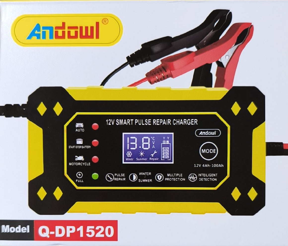 Andowl Q-DP1520 12V Intelligent Rapair Battery Charger - Fast and Efficient Charging