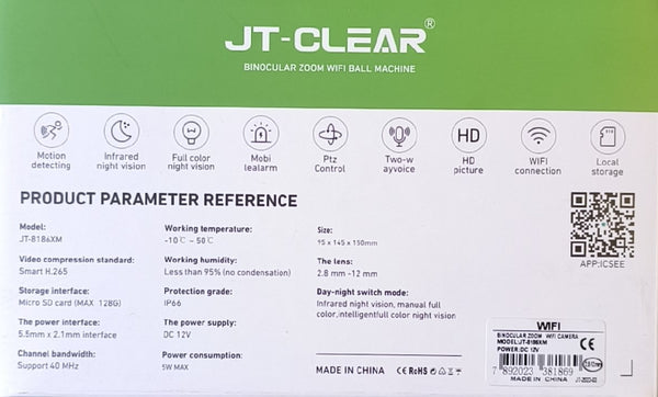 JT-CLEAR 4MPx4MP dubbellens verkyker-zoom Wifi-bal draadlose IP-kamera