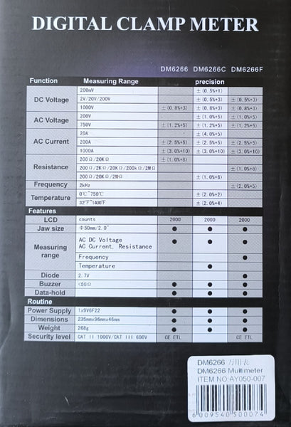 DM6266 Digital Clamp and Multimeter