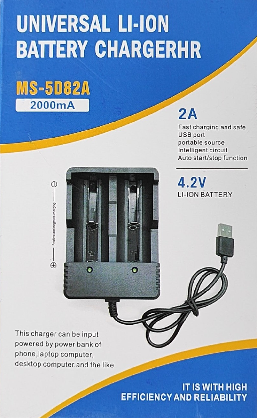 Dual Slot USB Powered 2Amp Lithium Battery Charger