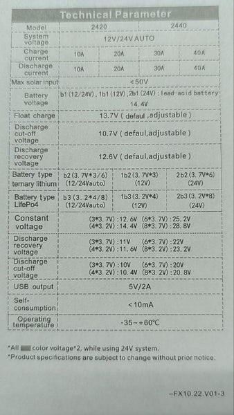 Fivestar 10A 12v/24v Solar Charge Controller