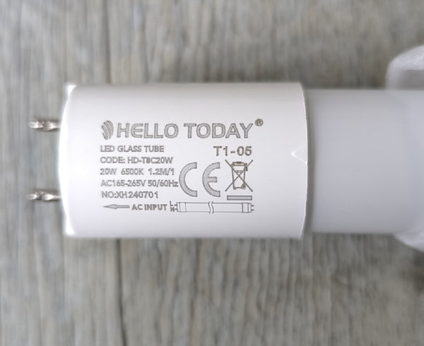 Hello Today T8 4Ft 1.2m 20w AC230v Frosted 6500K LED Tube