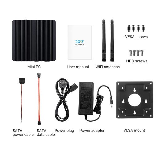 XCY Fanless Mini PC | 8GB RAM 128GB SSD | Intel Celeron J1900 Quad-Cores 2.0GHz - Powerful and Compact Mini PC