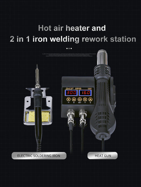 JCD 2 in 1 8898 Soldering Station 750W with LCD Display, Rework Welding Station