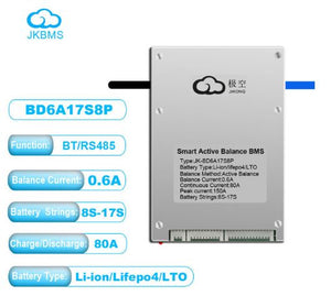 JK Active Balance Smart BMS 17S8P 80A - Battery Management System for Lifepo4 Li-Ion Lto