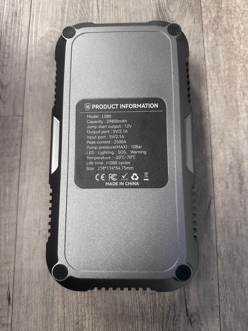 LS-80A Car Jump Battery Starter With Air Compressor | Portable Emergency Tool (10008140) - Electromann SA
