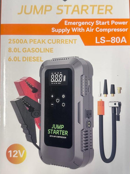 LS-80A Car Jump Battery Starter With Air Compressor | Portable Emergency Tool (10008140) - Electromann SA