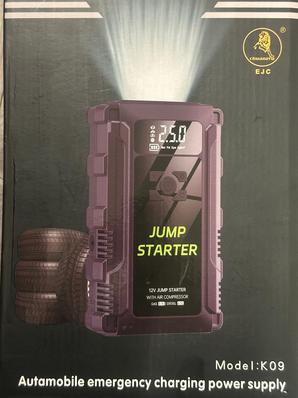 EJC Car Jump Battery Starter With Air Compressor | Portable Emergency Tool (10008909) - Electromann SA